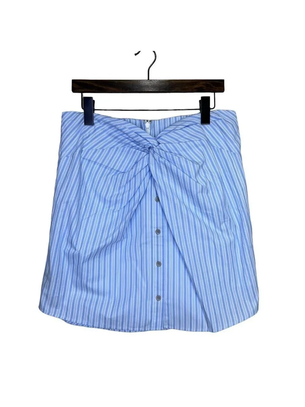 NEW Maeve Anthropologie Two Piece Shirt and Skirt Set Blue White Stripe Size 12